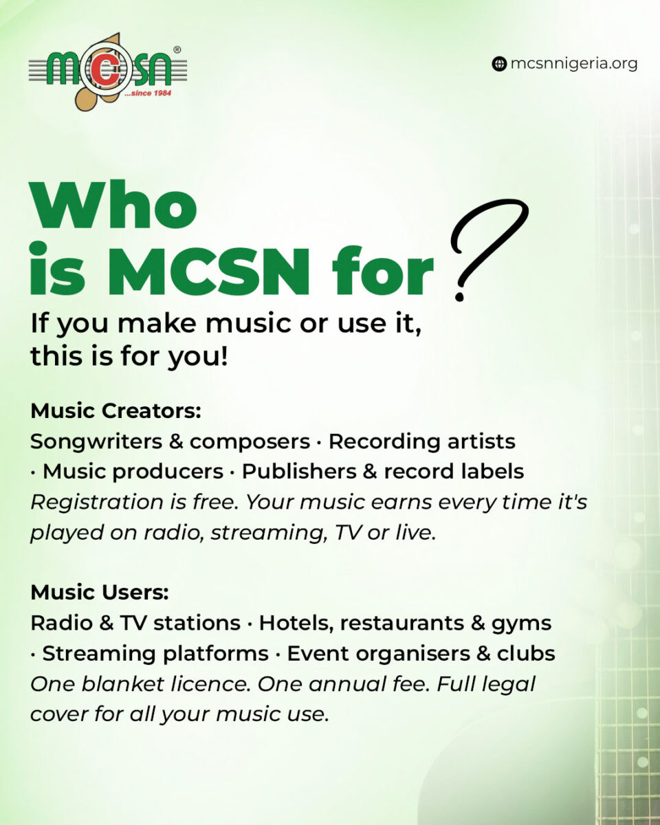 What is MCSN (Musical Copyright Society Nigeria)?